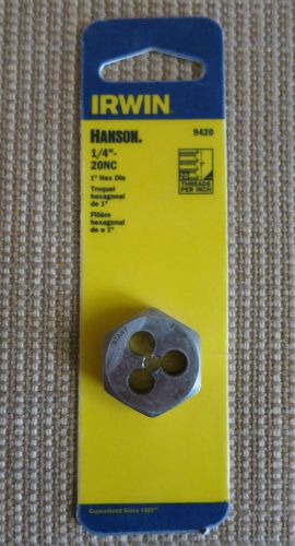 Irwin Hanson 1&#034; Hex Die 1/4&#034;-20NC. Part No. 9420. New in Package