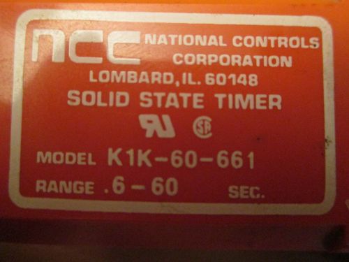 NCC SOLID STATE TIMER RELAY K1K-10-661 .6-60 SEC WITH IDEC SOCKET