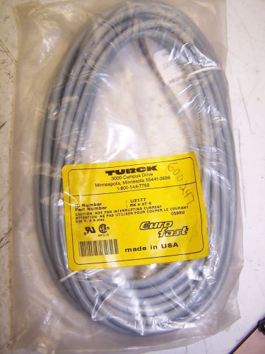 NEW TURCK RK 4.4T-6 CORDSET 250 V 4 AMP 4 PIN FEMALE EUROFAST CORDSET U2177