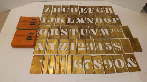 VINTAGE BRASS STENCILS--REESES ADJUSTABLE--2 INCH--LOCKEDGE--GOTHIC--50 PIECES