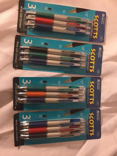 Lot of 4 Bazic Scotts Retractable Ball Pen Black Ink