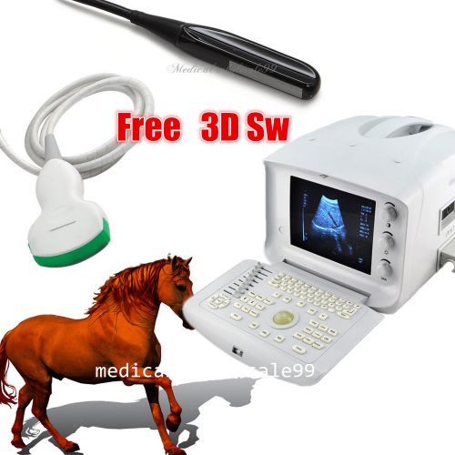 Vet Livestock Ultrasonic Ultrasound Machine 3.5 Mhz Convex+Trans-Rectal 2 Probe