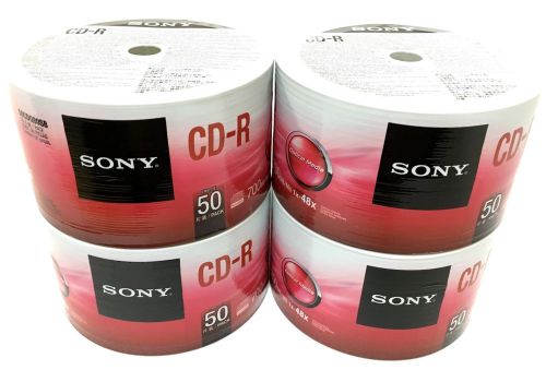 200 sony cd-r logo cdr 48x blank recordable disc media 80min 700mb shrink wrap for sale