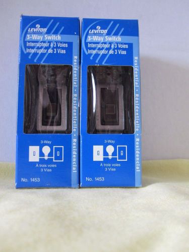 LOT OF (2) LEVITON 3 WAY ROUNDING SWITCH-NIB-BLACK-1453-FREE SHIPPING