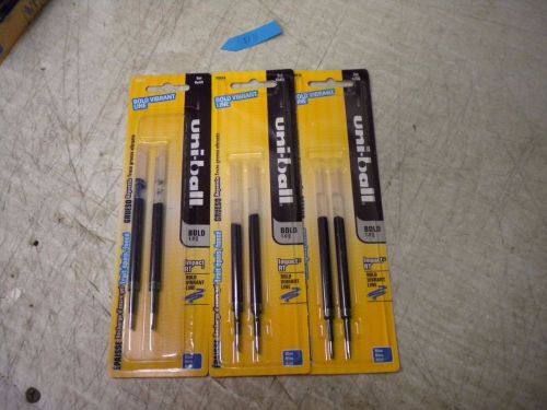 UNI-BALL INK REFILLS 3 PACKS OF 2 BLUE BOLD FOR IMPACT RT GEL PENS 6 TOTAL 65874