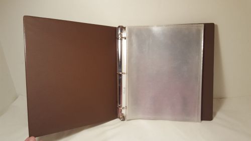 1&#034; Cardinal Binder Brwn w/ 1 Inside Pocket w/ 25 Sheet Protectors Varying Weight