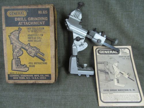 GENERAL Hardware mfg DRILL bit GRINDING ATTACHMENT NO. 825 USA w\box &amp; inst vtg