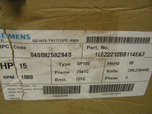 SIEMENS 1LE22212BB114EA3 MOTOR 15HP  + MAGNETIC STARTER  (NEW)