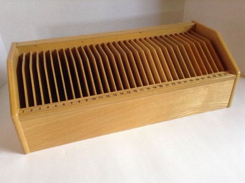 Heavy Wood 31 Day Slot Desk Bill Letter Organizer 16x7x6 Excellent Condition