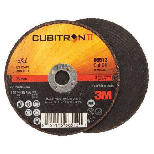 3M (COW) Cut-Off Wheel T1 66513, 3 in x .035 in x 1/4 in, 25 per inner