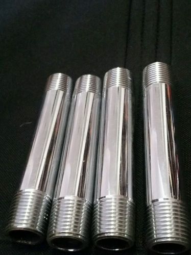 1/2&#034;x 4-1/2&#034; chrome brass nipple chrome pipe npt lot of 4 for sale