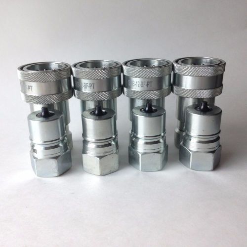 Sms hydraulic quick disconnect coupling, steel, iso-7241-1-b, 3/4&#034; npt, 4 sets for sale