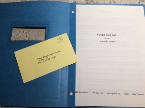 RADIO &amp; SATELLITE Conex CS-25B 25HZ TONE SENSOR SERVICE/USERS MANUAL (my lot#66)