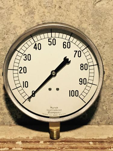 Vintage 1940s Brass Pressure Gauge, Jas P MARSH, Steampunk, Water, Antique, Air