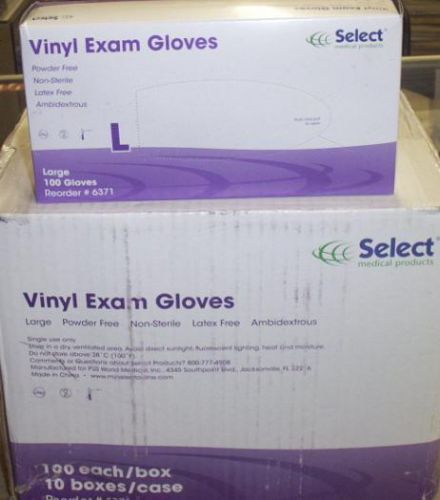 Lowest price-select-vinyl exam gloves-latex-powder free-3 boxes,100 in ea.-lg. for sale