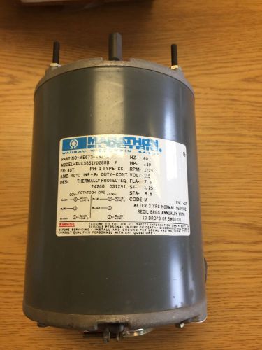 Marathon Electric Motor 1/2 HP, 1725 RPM, Voltage 115, Model No. ME673-48/56