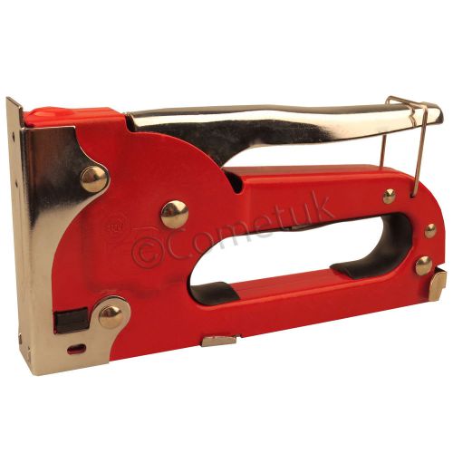 Heavy duty tacker staple gun 4-8mm upholstery stapler with 100 x staples free uk for sale