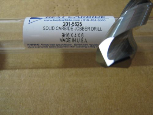 9/16&#034; (.5625) JOBBER (STD) CARBIDE 25 deg HELIX 118 deg SPLIT PT DRILL &#034;NEW&#034;