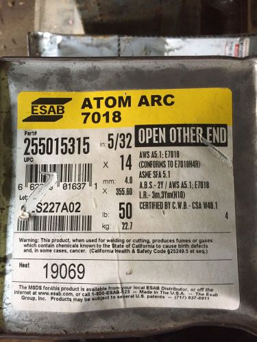 Welding Rod ESAB Atom Arc 7018  Stick Welding Rod 5/32&#034;x14&#034; ( 50lbs. Can)