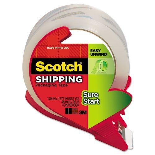 3M Sure Start Packaging Tape w/Dispenser, 1.88 Inch x 38.2 yards, 1.88 Inch