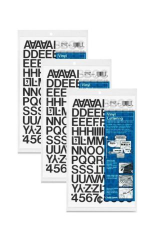 Press-On Vinyl Letters &amp; Numbers, Self Adhesive, Black, 3/4&#034; CP01020 1pk