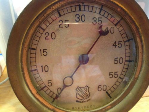 ASHCROFT - 1920s 4&#034; Vintage Brass 60 Pound Pressure Gauge -  Valve Included