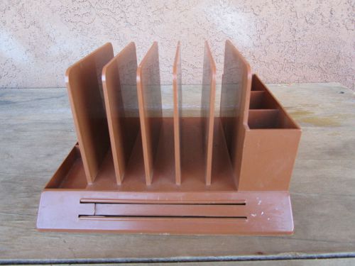 Vintage 1960&#039;s Plastic Max Klein Mid Century Desk Top Organizer Brown