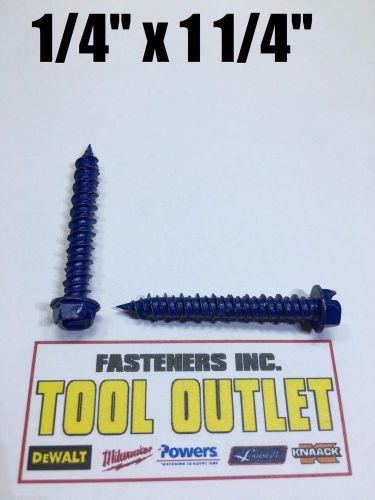 (2,500 pack) 1/4&#034; x 1-1/4&#034; concrete/masonry screw anchors (tapcon) hex head for sale