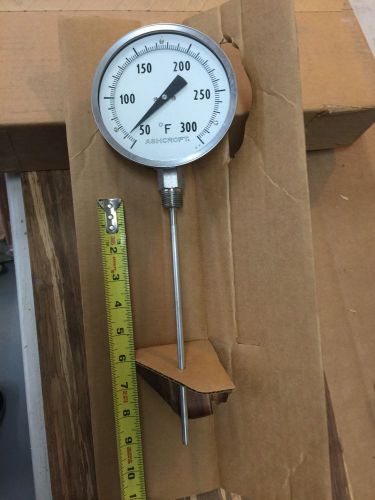 Ashcroft bi-metal 5&#034; dial thermometer 50-ei60e 9&#034;stem 0-200 range for sale