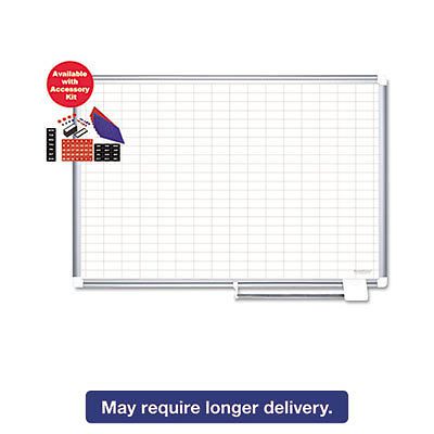 Platinum Plus Dry Erase Planning Board w/Accessories 1x2&#034; Grid, 36x24, Silver