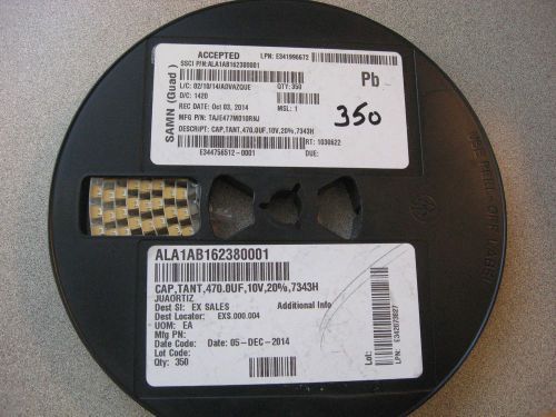 Reel of PCB Components MFG No: TAJE477M010RNJ Qty on Reel: 350