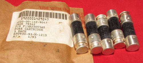 5 pack, bussmann 250v, 5a mil-spec fuse f15b250v5as buss f15br sp0920-95-m-1213 for sale