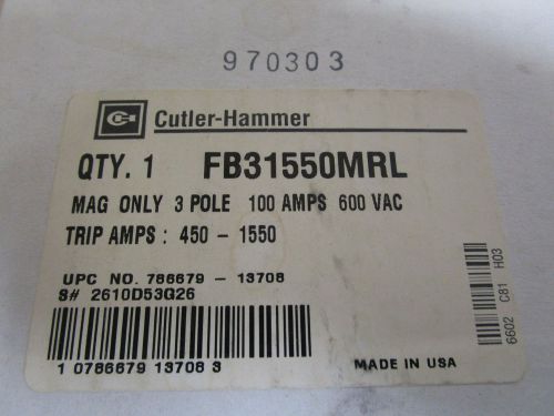 CUTLER-HAMMER 100AMPS CIRCUIT BREAKER FB31550MRL *NEW IN BOX*