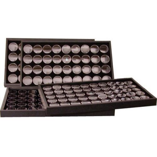 172 black foam gem jars &amp; 4 travel display trays for sale