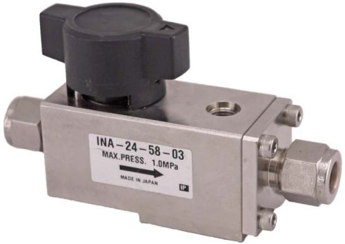 SMC/Parker INA-24-58-03 VH 3/8&#034;-Port Shutoff One-Way Pneumatic Hand Valve 1.0MPa