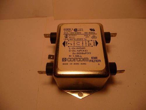 CORCOM EMI FILTER,RADIO FREQUENCY INTERFERENCE 20EK1 20A  120/250v 50-60Hz