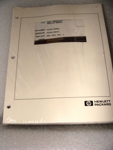 Agilent / HP 3762A Data Generator Service Manual - Part Number 03762-90006 - NEW