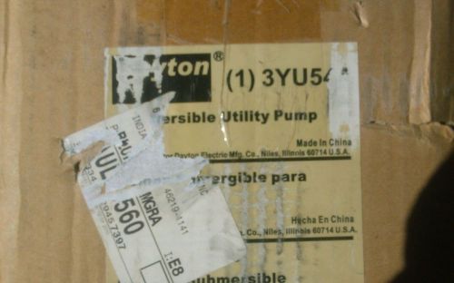 NEW Dayton Submersible Utility Pump 1/6 HP 115V 1.5A 3YU54A