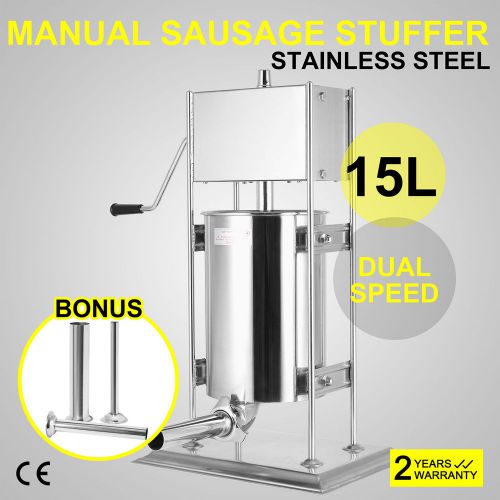 15L SAUSAGE FILLER SALAMI MAKER STAINLESSS STEEL VERTICAL W/ 4 FILLING FUNNELS