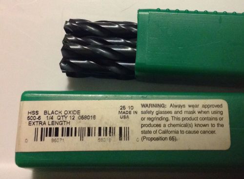 Precision 058016 58016 Extra Length Drill Bit Set of 12 HSS Black Oxide 1/4&#034; .25