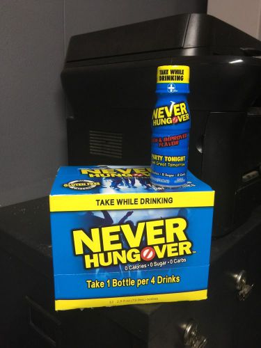 12 Bottles Never Hungover Gluten Free 2.5 Ounce Liquid For Nightclub Bar NEW