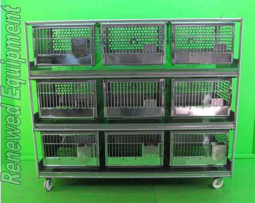 Suburban surgical 9 unit stainless steel large rabbit dog cat cage with rack #2 for sale