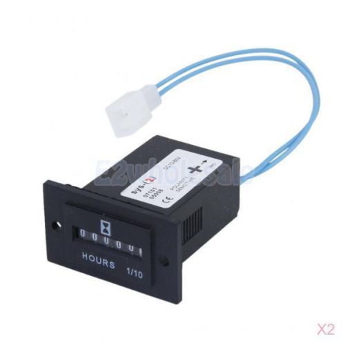 2pcs 10v-80v dc hour meter sealed counter gauge + wire for boat car truck engine for sale