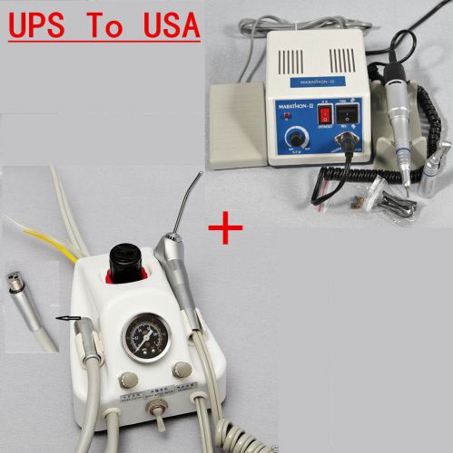 Dental turbine unit work w/ compressor 4 hole + marathon polisher n3 &amp; handpiece for sale