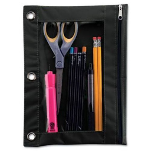 Advantus Binder Pencil Pouch  10 x 7 3/8  Black/Clear