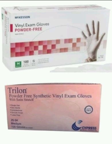 Vinyl Exam Gloves LARGE, Powder Free, Latex Free, Non Sterile - Box of 100