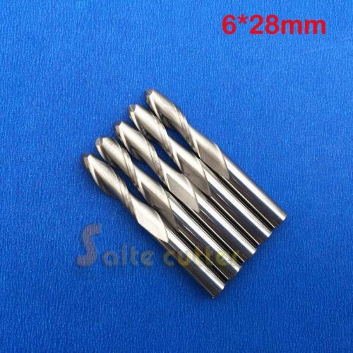 5pc Double 2 flutes ball nose end mill milling cutter CNC router bits SHK 6*28mm