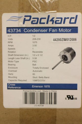 Packard 43734 5 5/8&#034; dia. condenser fan motor, 1/2 hp, 208-230 volts, 1075 rpm for sale