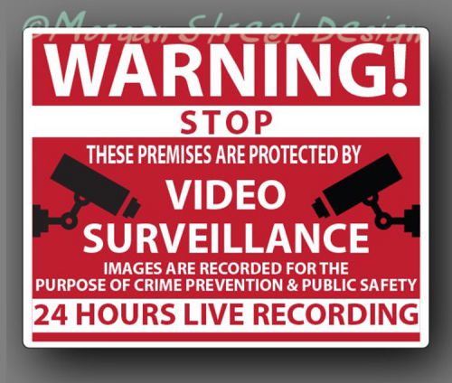 Video Surveillance Security Warning Caution Decal Sticker. Set of 5