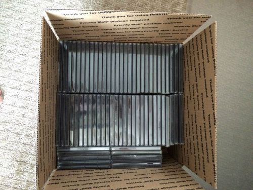 Lot of 70 USED CD/ DVD Jewel Cases with Black/Clear Trays